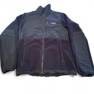 The North Face Pink Ribbon Denali Fleece Jacket Black w/ Pink Logo - Size Medium